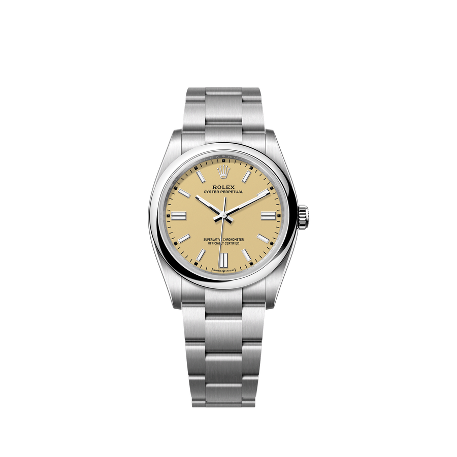 Unworn 2025, Oyster Perpetual, Oystersteel 36mm, Beige dial, Domed Oyster, Ref# 126000-0012, box and papers