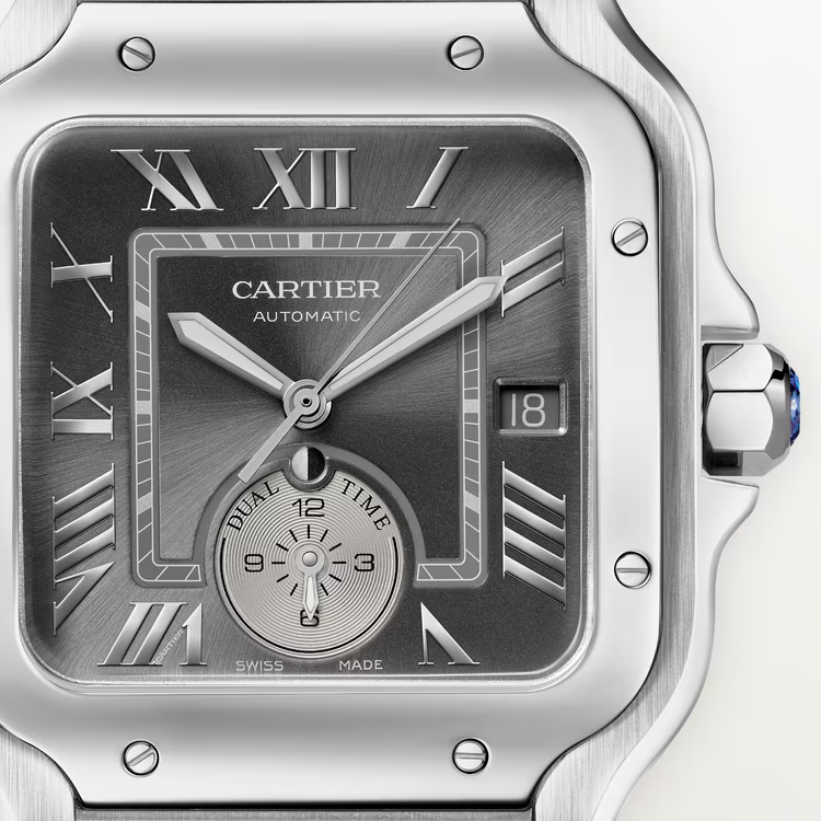 Unworn Santos Dual Time, Stainless Steel, 40.2mm, Ref# WSSA0076, box and papers — image 2