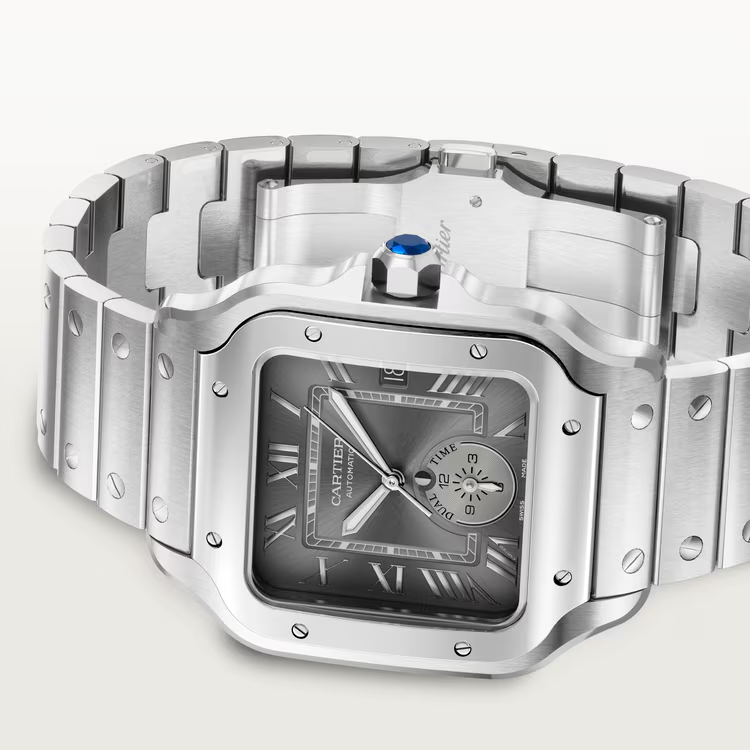 Unworn Santos Dual Time, Stainless Steel, 40.2mm, Ref# WSSA0076, box and papers — image 4