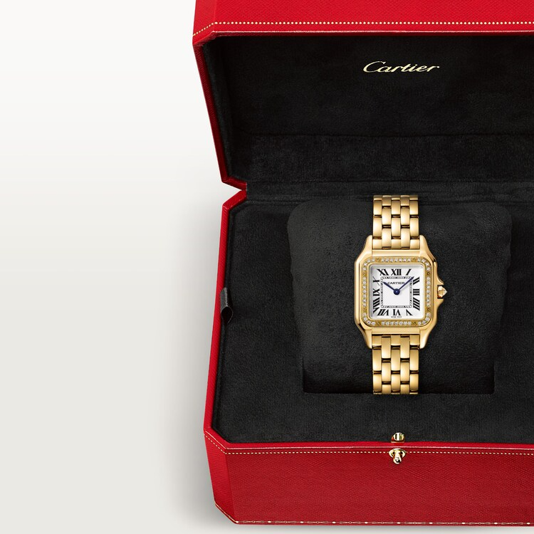 Unworn Panthère Medium, 18k Yellow Gold, Diamonds, 27mm x 36mm, Ref# WJPN0016, box and papers — image 7