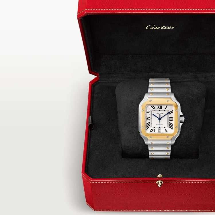 Unworn Santos, Stainless Steel and 18k Yellow Gold, 39.8mm, Ref# W2SA0009, box and papers — image 11