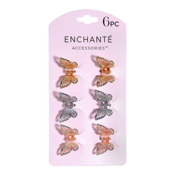 Enchante Accessories Mini Metal Butterfly Claw Clips, 6 Pieces