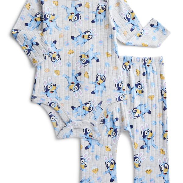 Bluey Unisex Baby Easter Long Sleeve Bodysuit with Matching Joggers, 2-Piece Set, Sizes Newborn-12M
