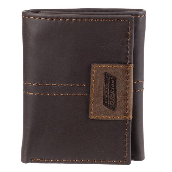Genuine Dickies Men's RFID Genuine Leather Trifold Wallet with Interior Zipper