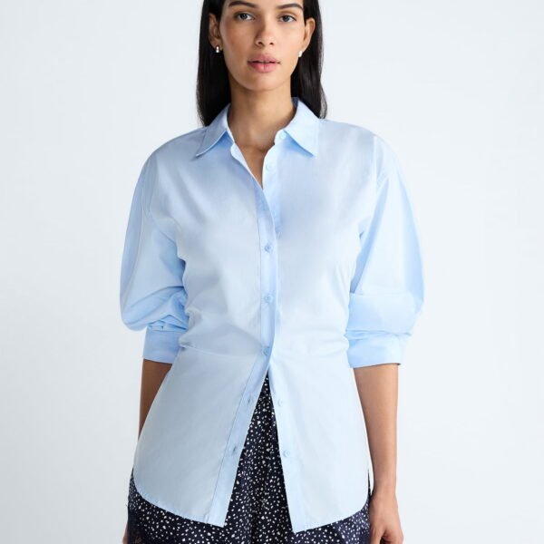 Devil Wears Prada Scoop Collection Women's and Women's Plus Lace Up Cotton Shirt, Sizes XS-4X