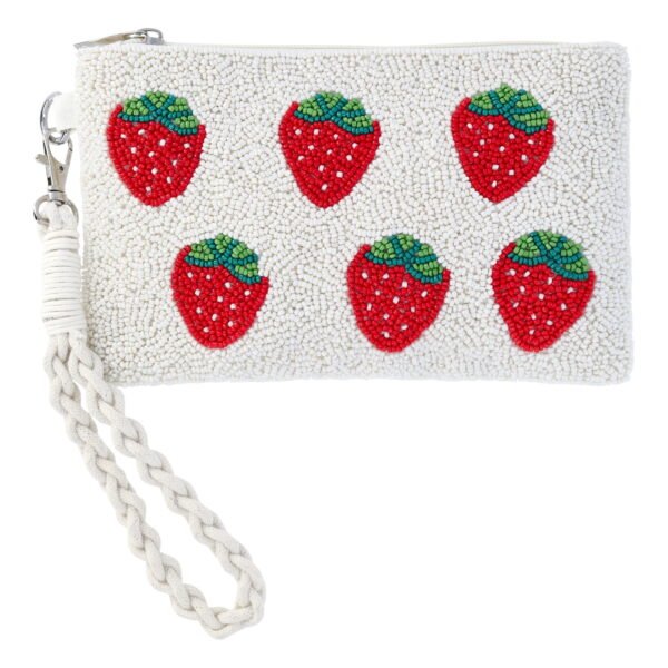 No Boundaries Women's Beaded Wristlet, Beige Strawberry