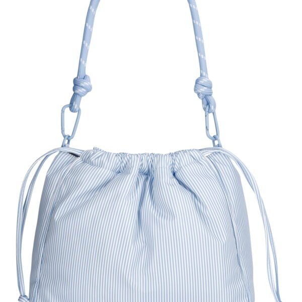 No Boundaries Women's Bungee Drawstring Bag, Blue Sky Stripe