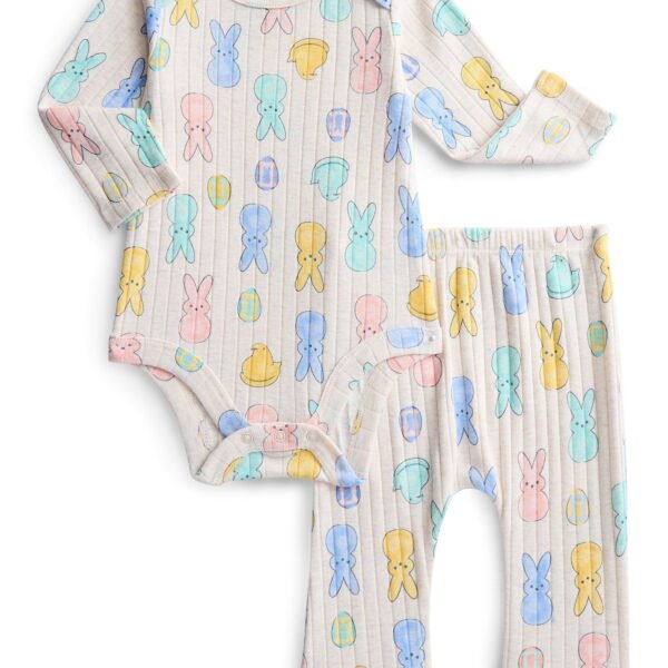 Peeps Unisex Baby Easter Long Sleeve Bodysuit with Matching Joggers, 2-Piece Set, Sizes Newborn-12M