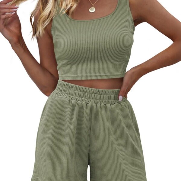 SUNBS Women's Lounge Set Two Piece Sleeveless High Waisted Shorts Summer Outfits, Size XS-2XL