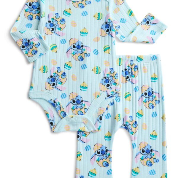 Disney Stitch Unisex Baby Easter Long Sleeve Bodysuit with Matching Joggers, 2-Piece Set, Sizes Newborn-12M