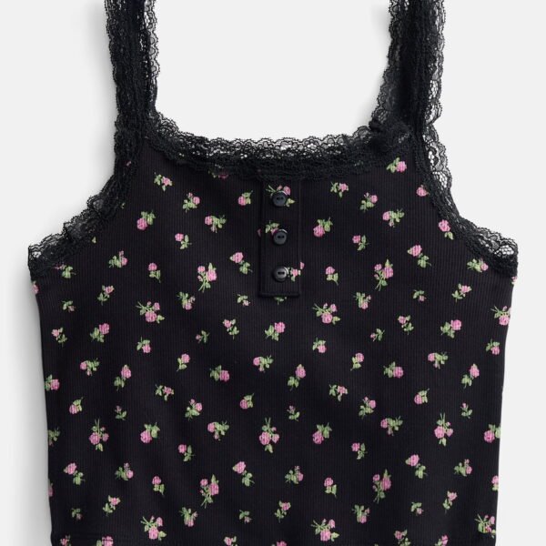 Weekend Academy Girls Henley Tank Top with Lace Trim, Sizes 4-18