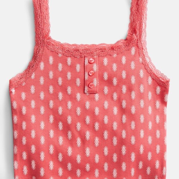 Weekend Academy Girls Henley Tank Top with Lace Trim, Sizes 4-18