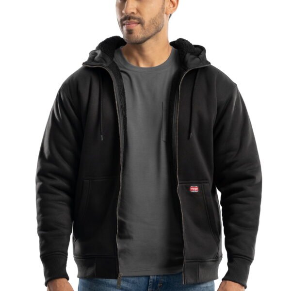 Wrangler Workwear Men's Durable Quilted Zip-up Fleece Hooded Jacket, S-3XL (Men's and Big Men's)