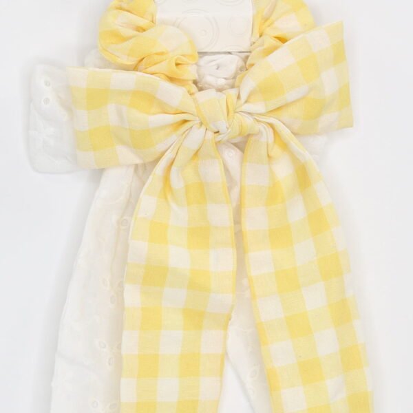 Wonder Nation Girls Gingham Print and Eyelet Twister Scarf Hair Ties, 2-Piece, Yellow/White