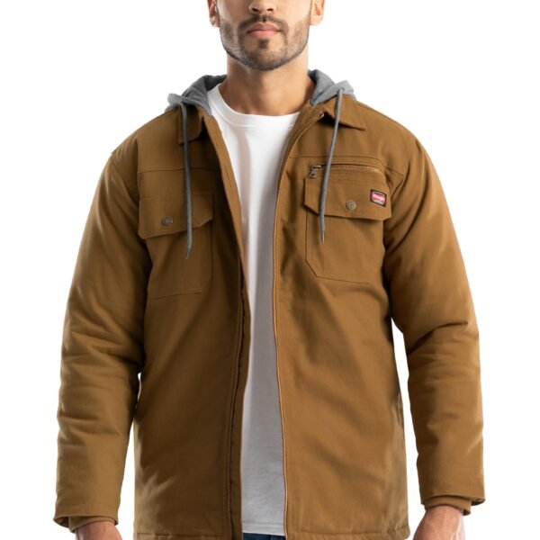 Wrangler Workwear Men's Quilted Lined Work Shirt Jacket with Hood, Size S-5XL (Men's and Big Men's)