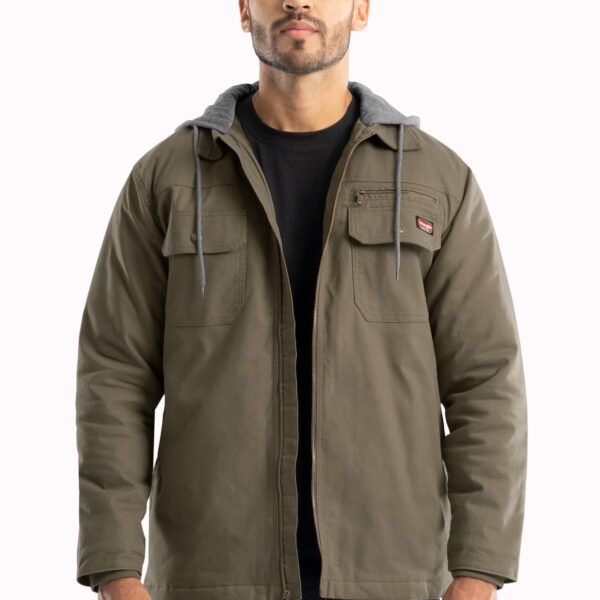 Wrangler Workwear Men's Quilted Lined Work Shirt Jacket with Hood, Size S-5XL (Men's and Big Men's)