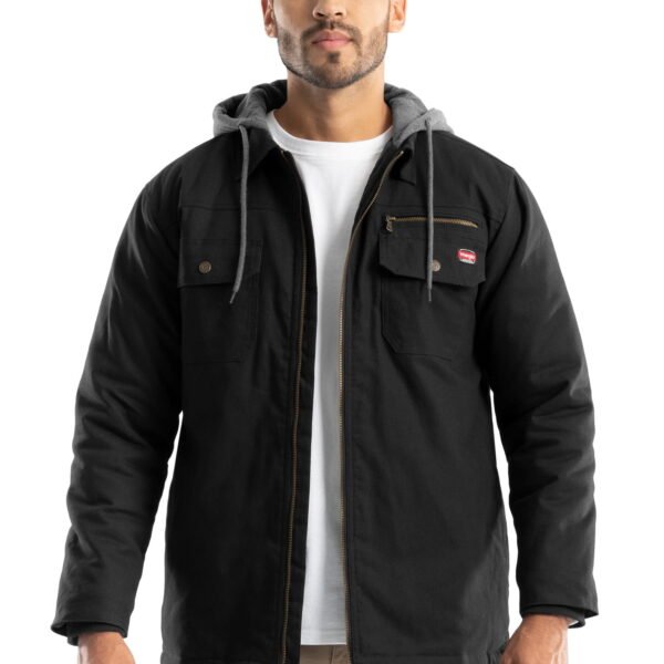 Wrangler Workwear Men's Quilted Lined Work Shirt Jacket with Hood, Size S-5XL (Men's and Big Men's)