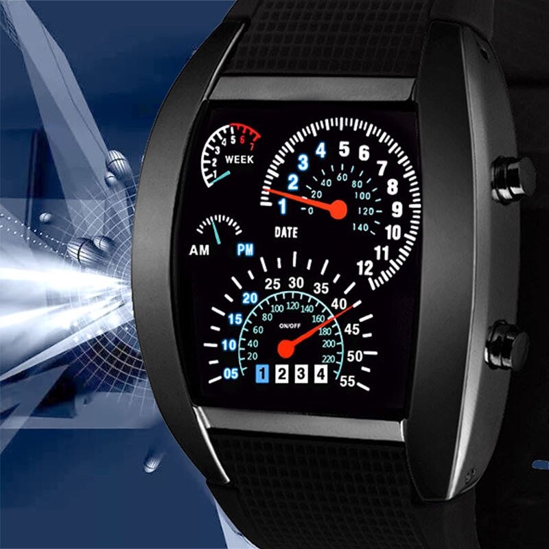 racing dashboard electronic watch fashion sports aviation led electronic watch men and women students personalised watch